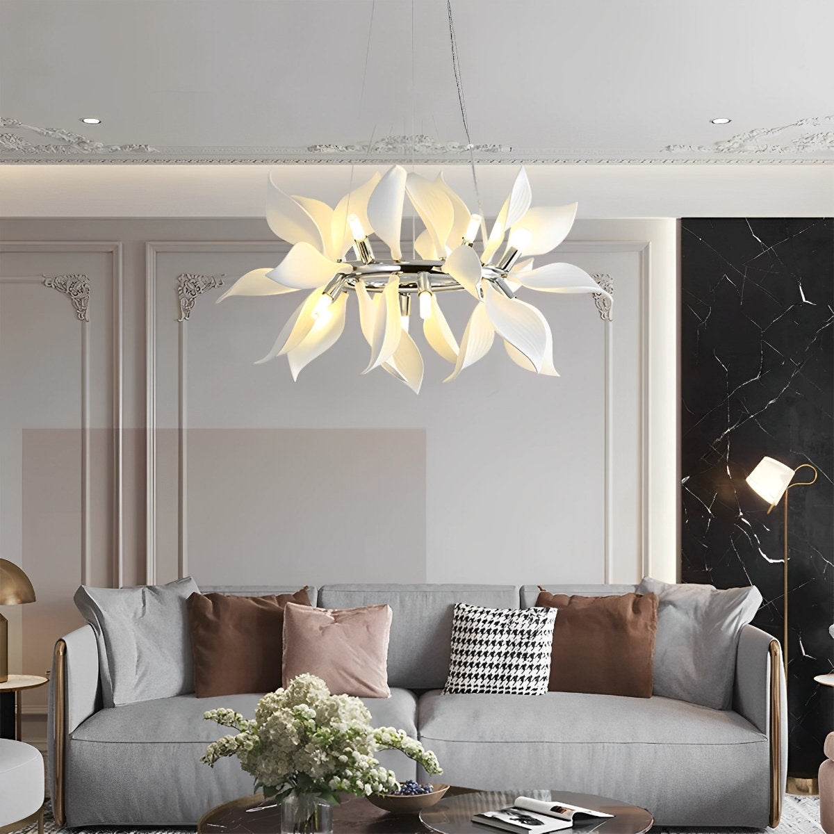 Moderne keramische bloemkunst kroonluchter verlichting