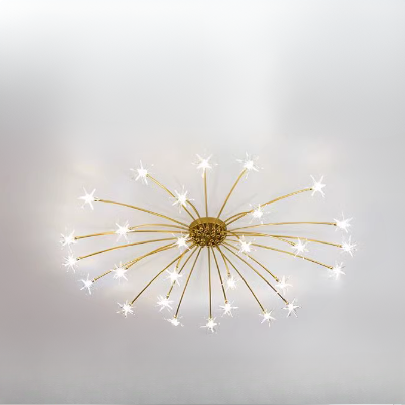 Art Deco Sterrenhemel Metaal/Glas Opbouw Plafondlamp Zwart/Goud/Chroom