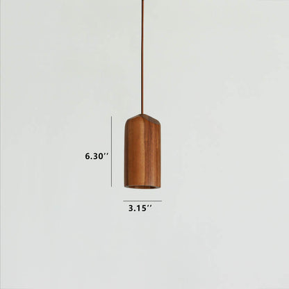Minimalistische houten cilindervormige kleine hanglamp