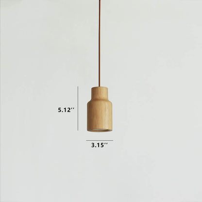 Minimalistische houten cilindervormige kleine hanglamp