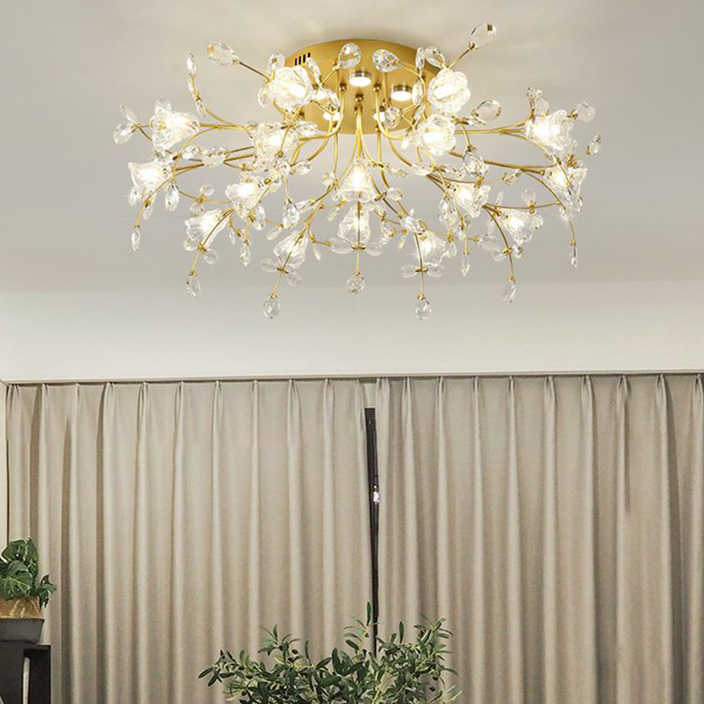 Art Deco elegante bloem plafondlampen, goud