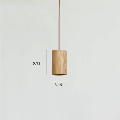 Minimalistische houten cilindervormige kleine hanglamp
