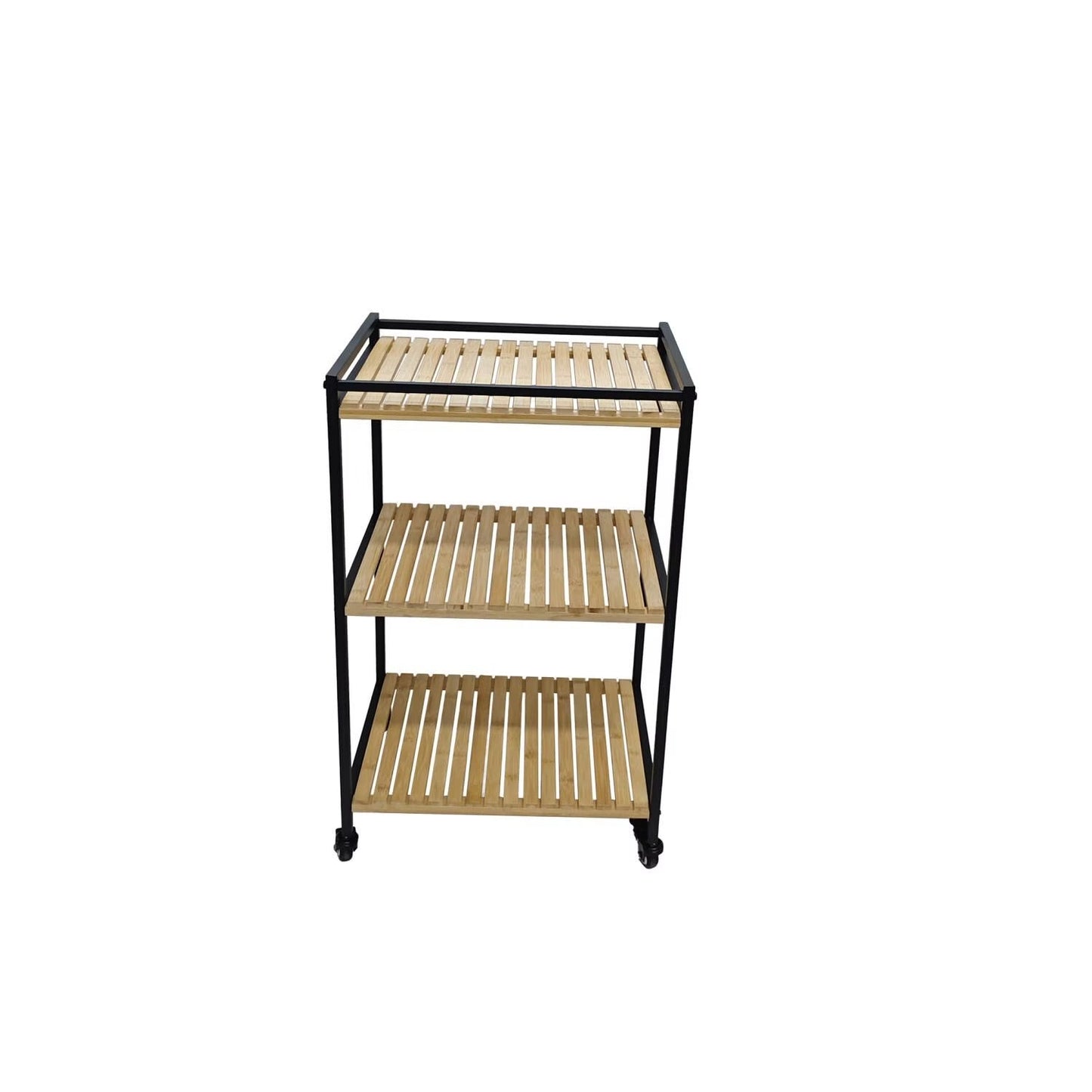 3-laags multifunctionele bamboe trolley, 47x33x77cm, natuurlijke afwerking