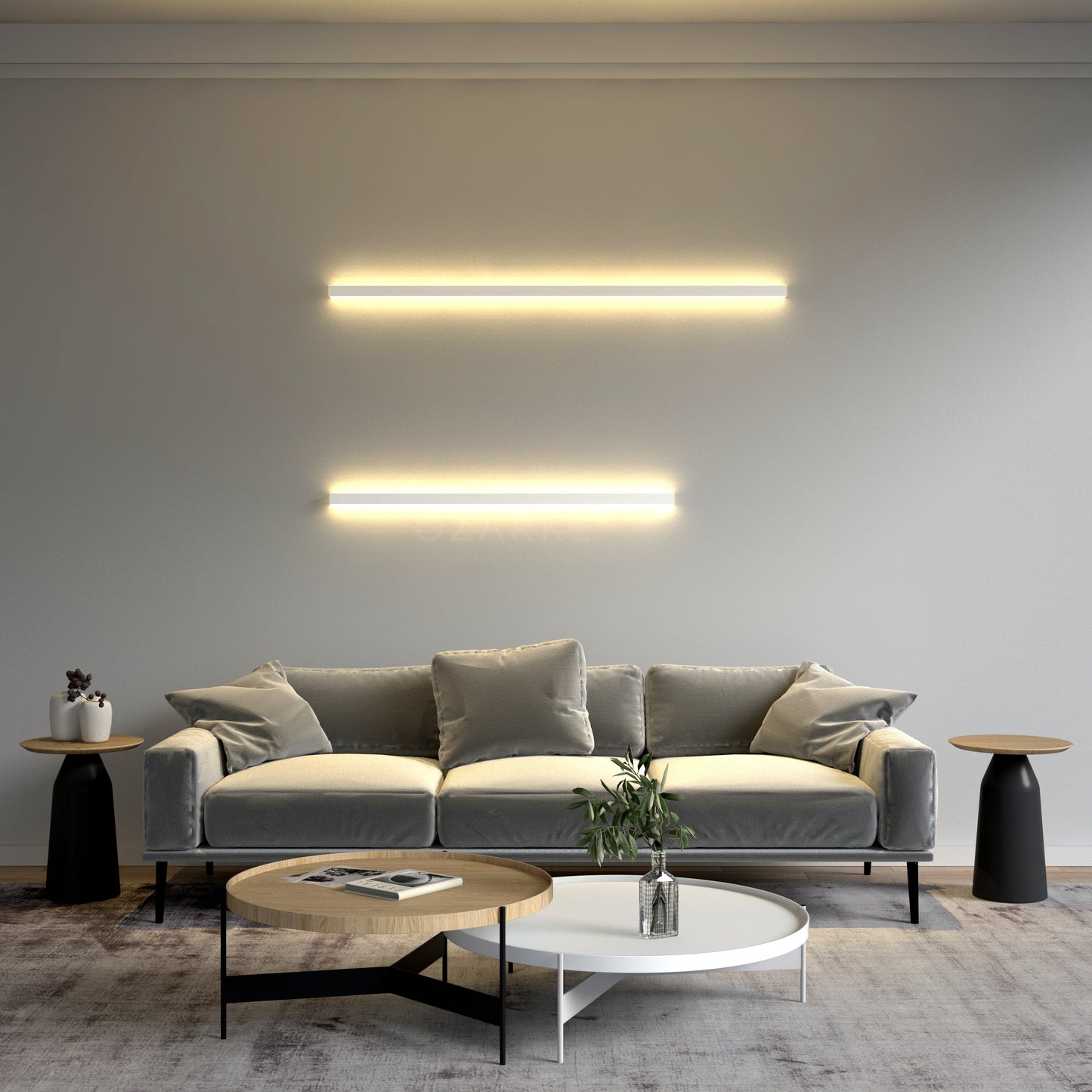 Minimalistische lineaire wandlamp met LED-sfeerverlichting