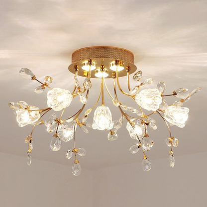 Art Deco elegante bloem plafondlampen, goud