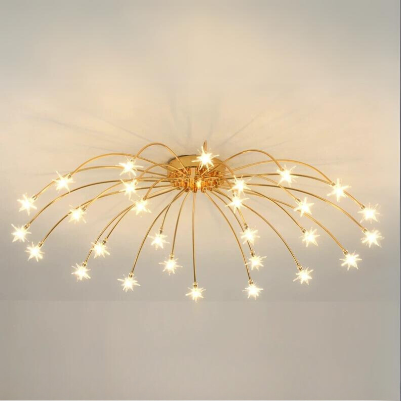 Art Deco Sterrenhemel Metaal/Glas Opbouw Plafondlamp Zwart/Goud/Chroom