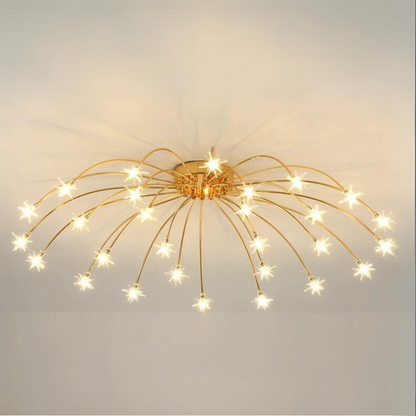 Art Deco Sterrenhemel Metaal/Glas Opbouw Plafondlamp Zwart/Goud/Chroom