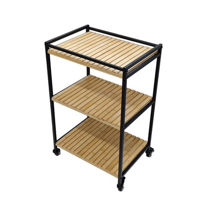 3-laags multifunctionele bamboe trolley, 47x33x77cm, natuurlijke afwerking