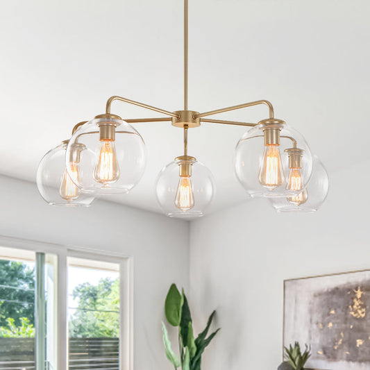 Moderne 5-licht handgeblazen glazen bol kroonluchter