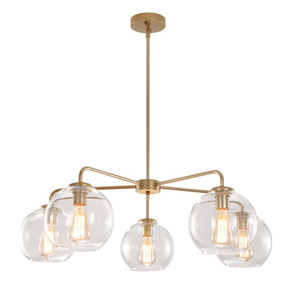Moderne 5-licht handgeblazen glazen bol kroonluchter