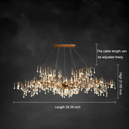 Moderne Luxe Gouden Boomtak Druppel Waterval Kroonluchter Verlichting