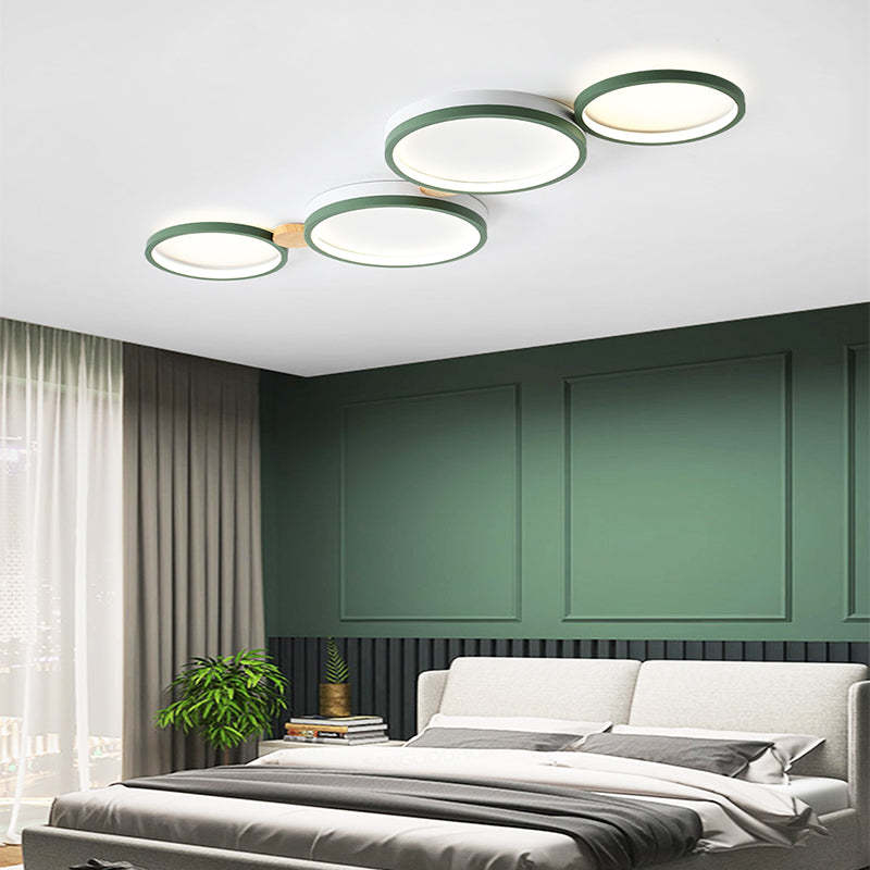 Ronde Opbouw Plafondlamp Wit Grijs Groen Slaapkamer
