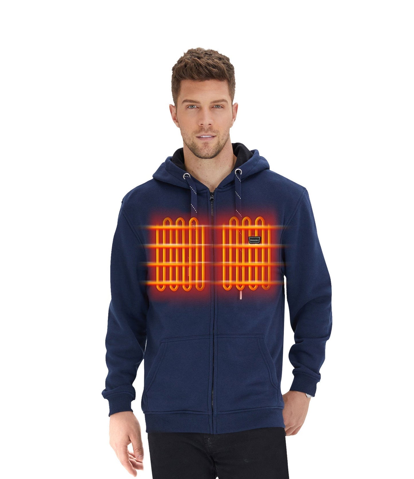 Volledige rits fleecejack met capuchon verwarmde hoodie