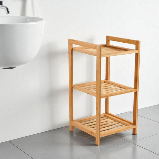 3-Tier Bamboo Bath Rack, 30x30x57cm, Natural Finish