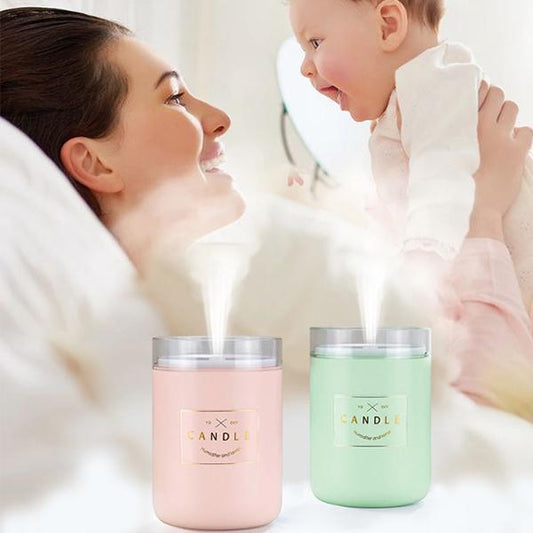 Himist 280ML Ultrasone Kaars Luchtbevochtiger Luchtreiniger Met Romantisch Zacht Licht Essentiële Olie Diffuser