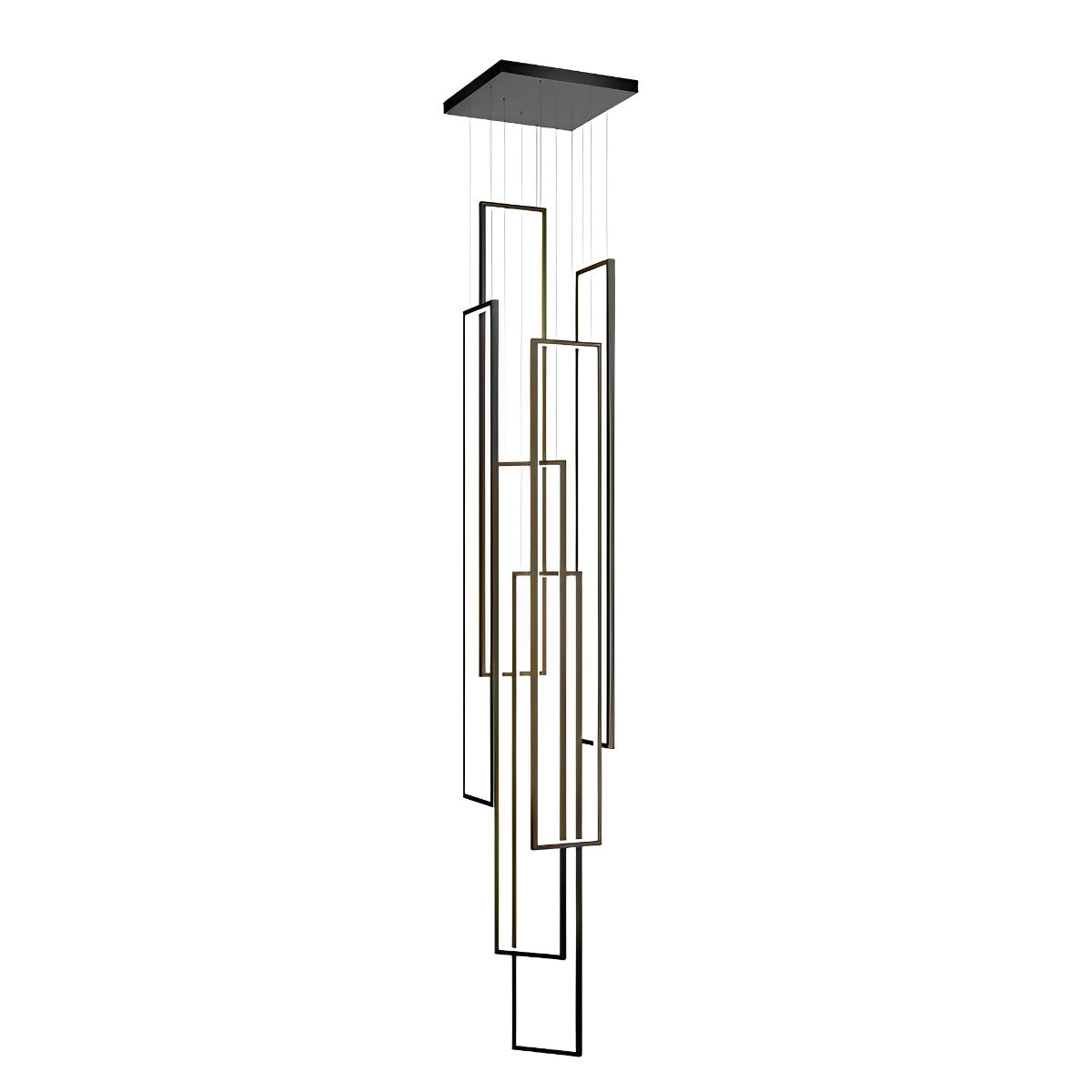 Rechthoekig frame aluminium LED zwart nordisch duplex trap kroonluchter
