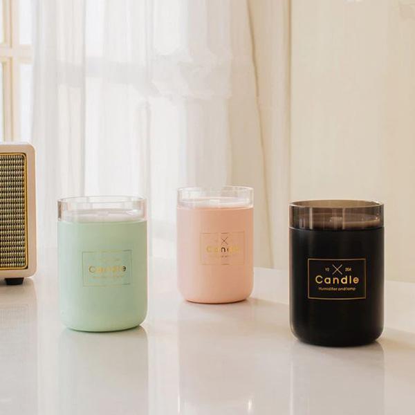 Himist 280ML Ultrasone Kaars Luchtbevochtiger Luchtreiniger Met Romantisch Zacht Licht Essentiële Olie Diffuser