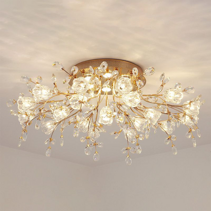 Art Deco elegante bloem plafondlampen, goud