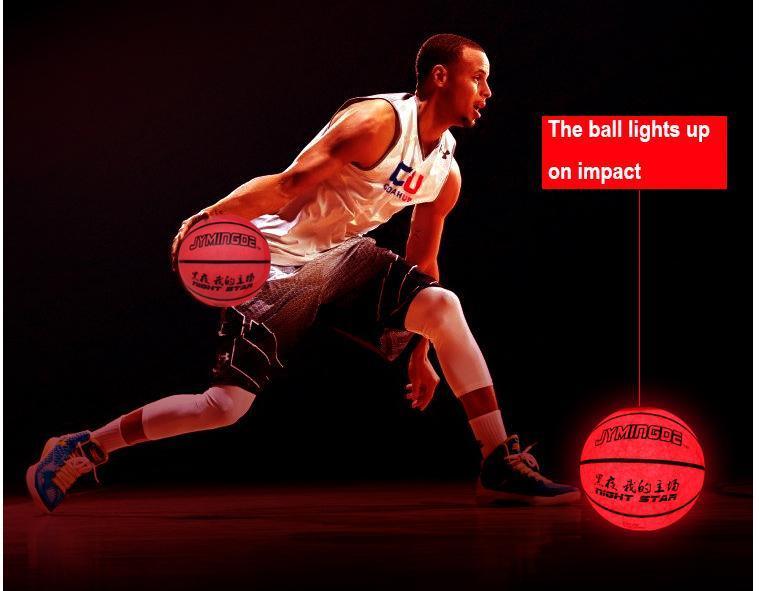 Gloeiend in het donker hoog helder LED lichtgevende basketbal + lichtgevend basketbalnet set