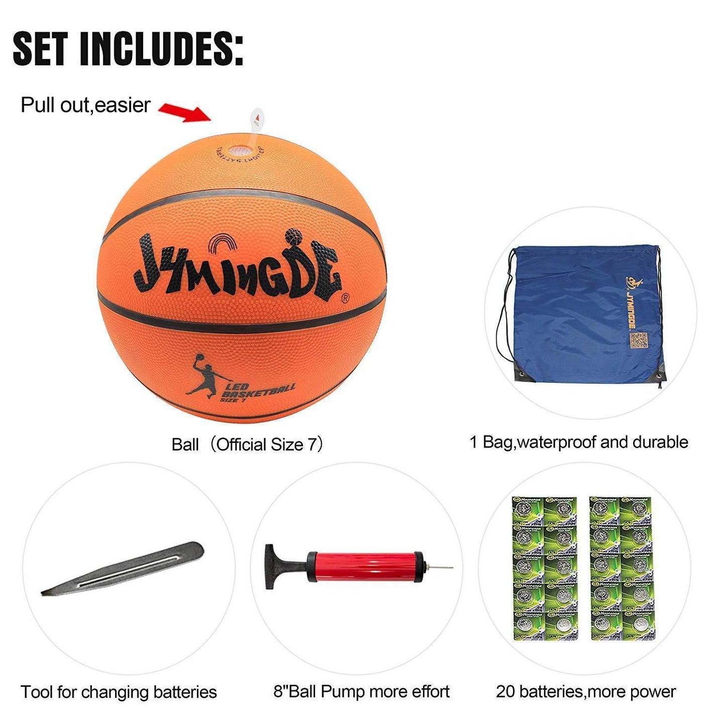 Gloeiend in het donker hoog helder LED lichtgevende basketbal + lichtgevend basketbalnet set