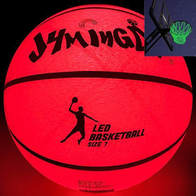 Gloeiend in het donker hoog helder LED lichtgevende basketbal + lichtgevend basketbalnet set