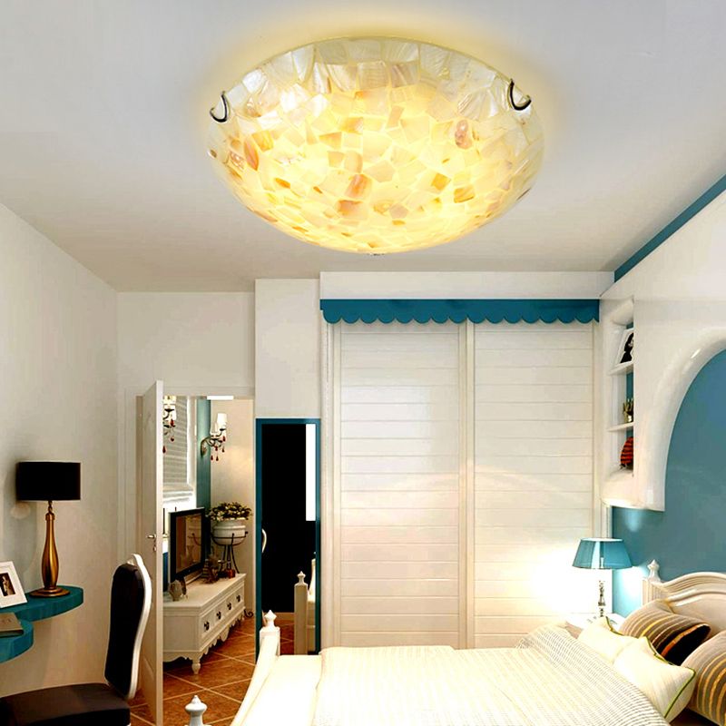 Hedendaagse halfbol metalen/schaal LED plafondlamp opbouw wit/blauw/oranje