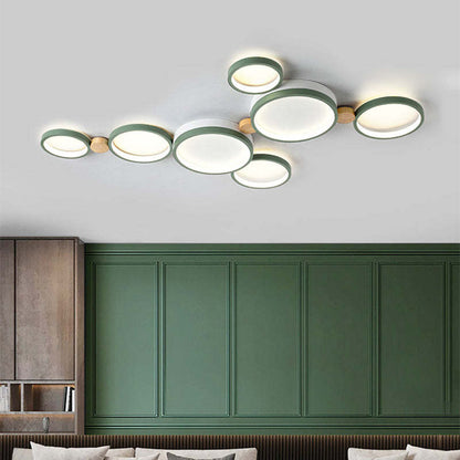 Ronde Opbouw Plafondlamp Wit Grijs Groen Slaapkamer