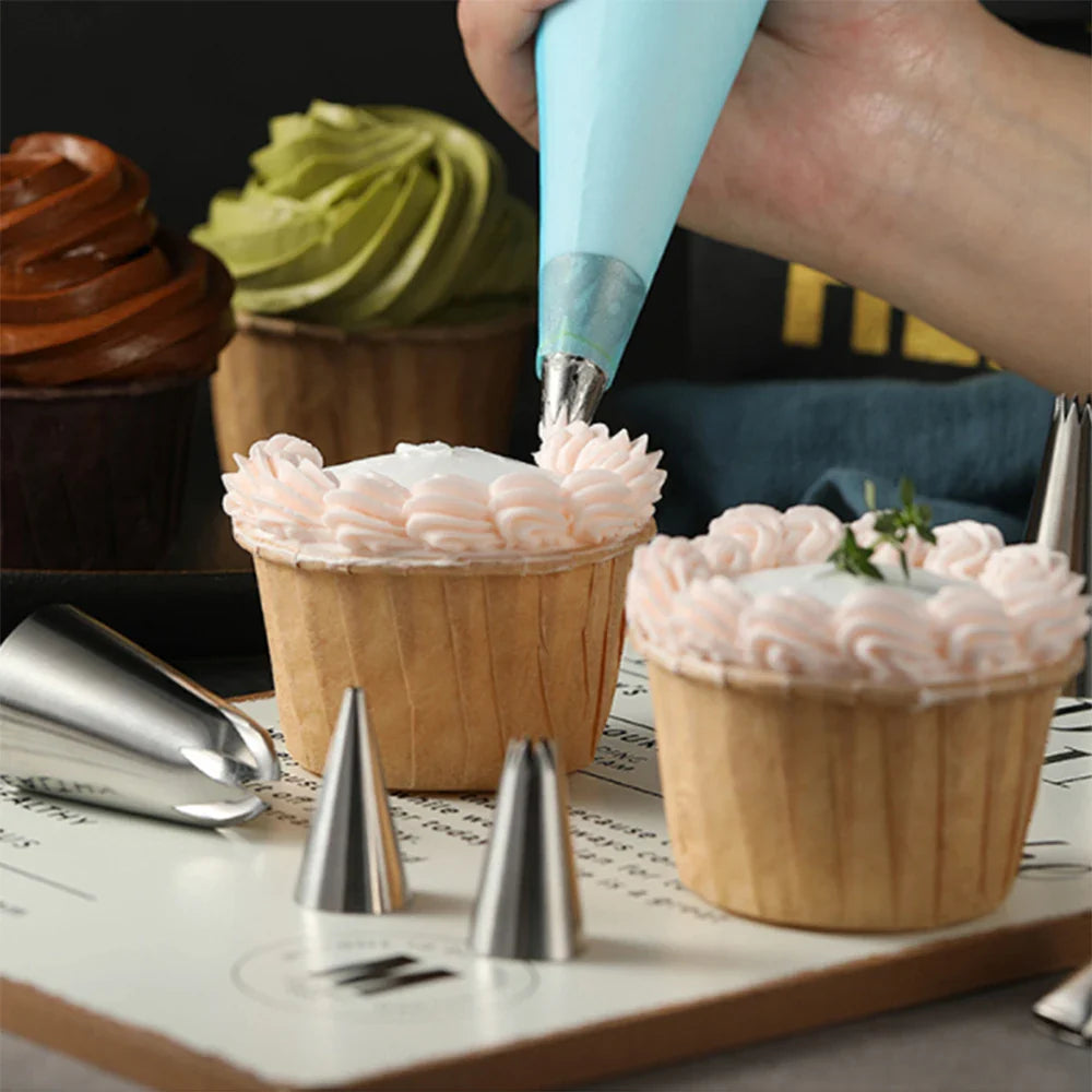 66/74-delige professionele taartdecoratieset – roestvrijstalen spuitmondjes en gereedschap