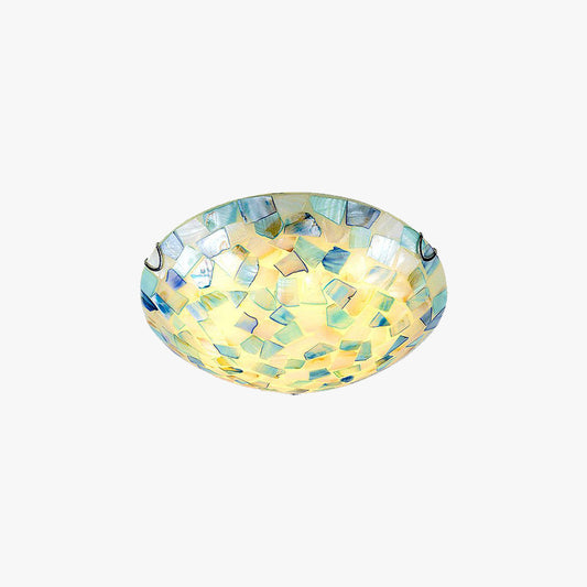 Hedendaagse halfbol metalen/schaal LED plafondlamp opbouw wit/blauw/oranje