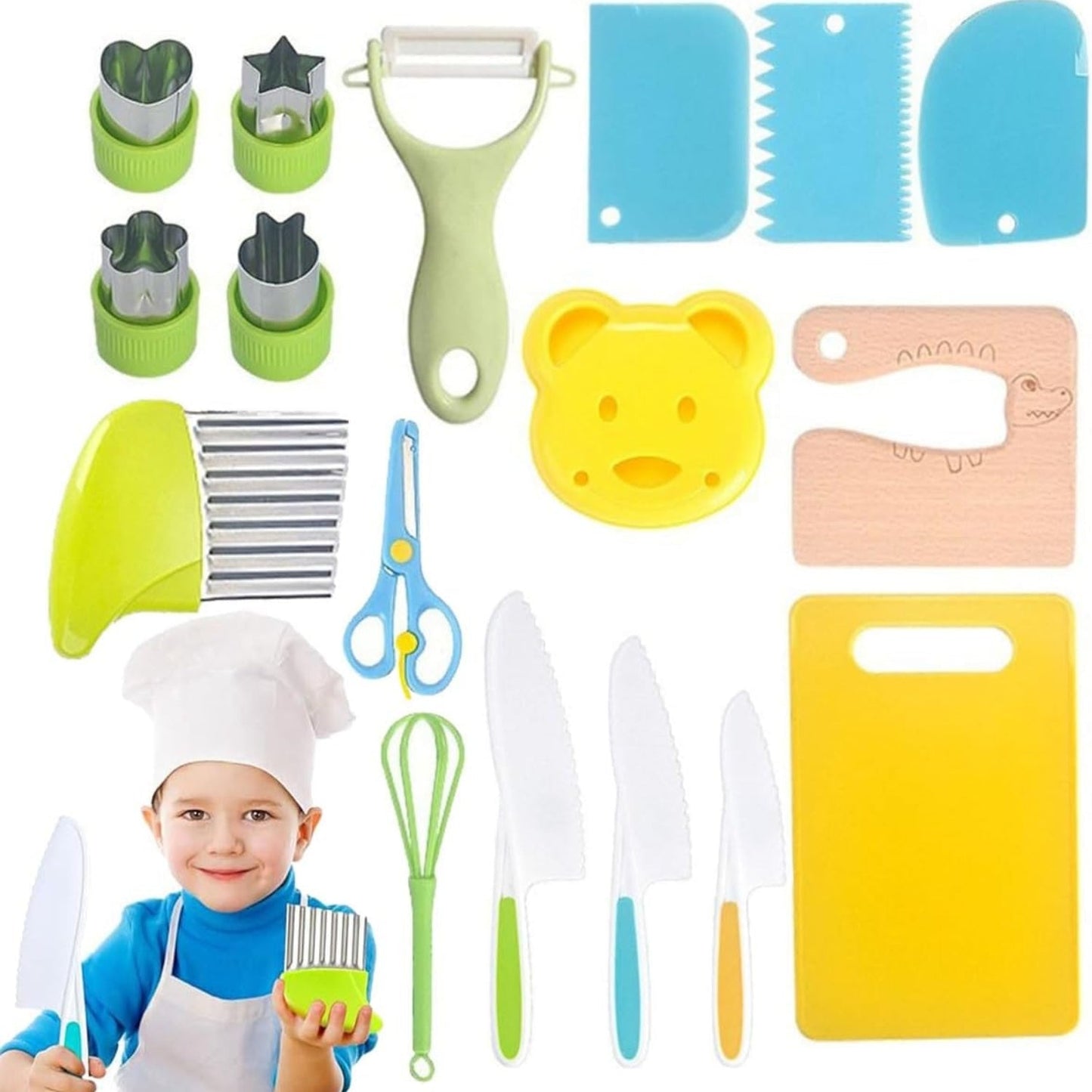 Children's Cooking Set with Toddler Knives - Safe Cutting Set for Mini Chefs