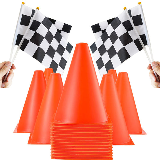 Mini-Rennflaggen und Verkehrskegel Set