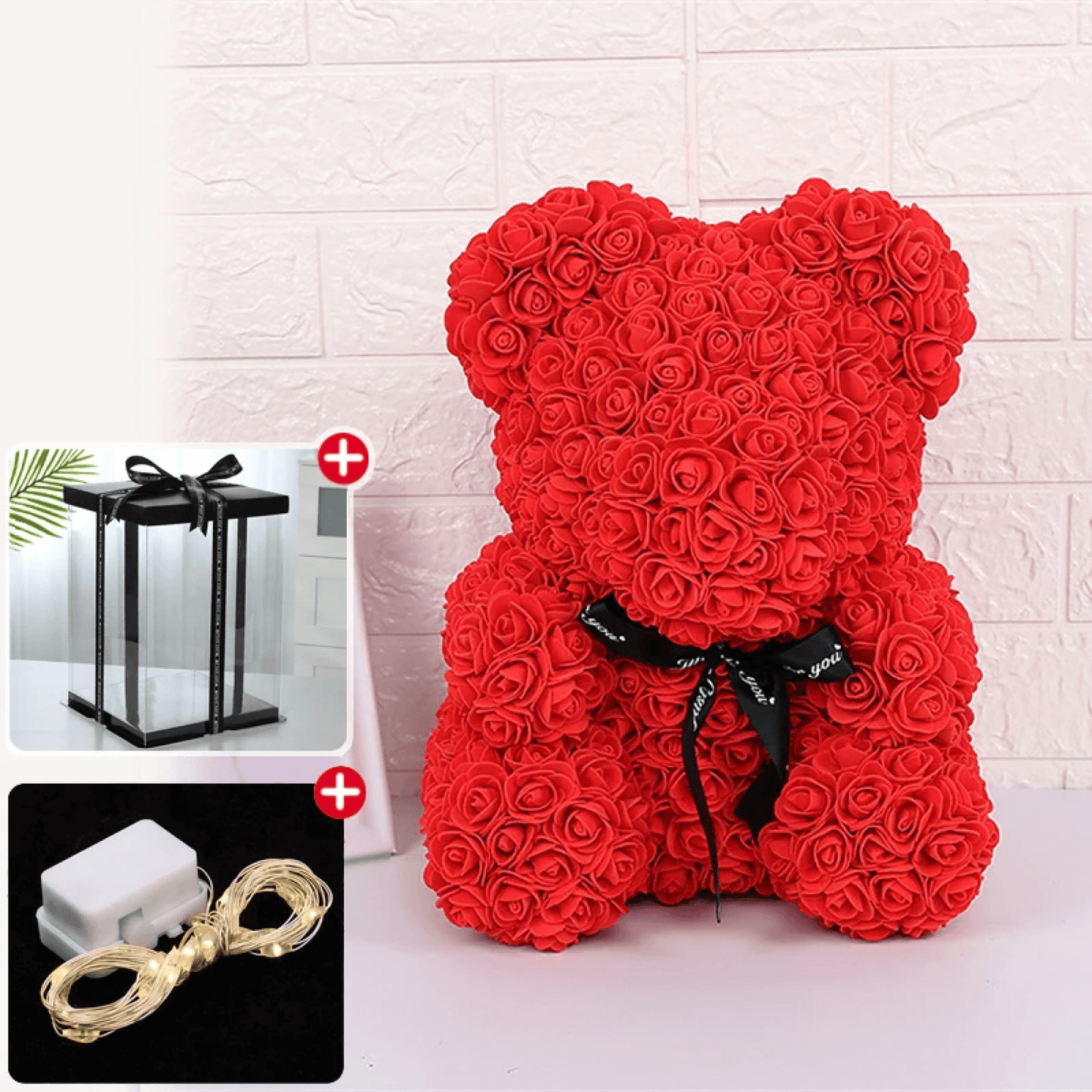 Rosen Teddybär Rot Rosa Weiße Rosen Blumen