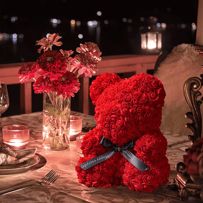 Rosen Teddybär Rot Rosa Weiße Rosen Blumen