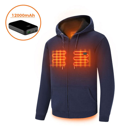 Volledige rits fleecejack met capuchon verwarmde hoodie