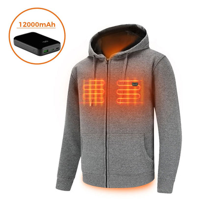 Volledige rits fleecejack met capuchon verwarmde hoodie