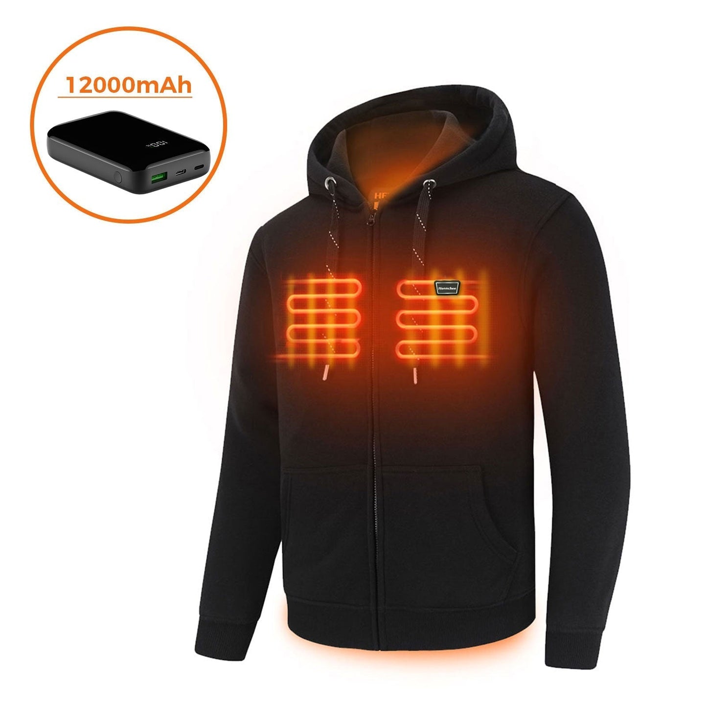 Volledige rits fleecejack met capuchon verwarmde hoodie