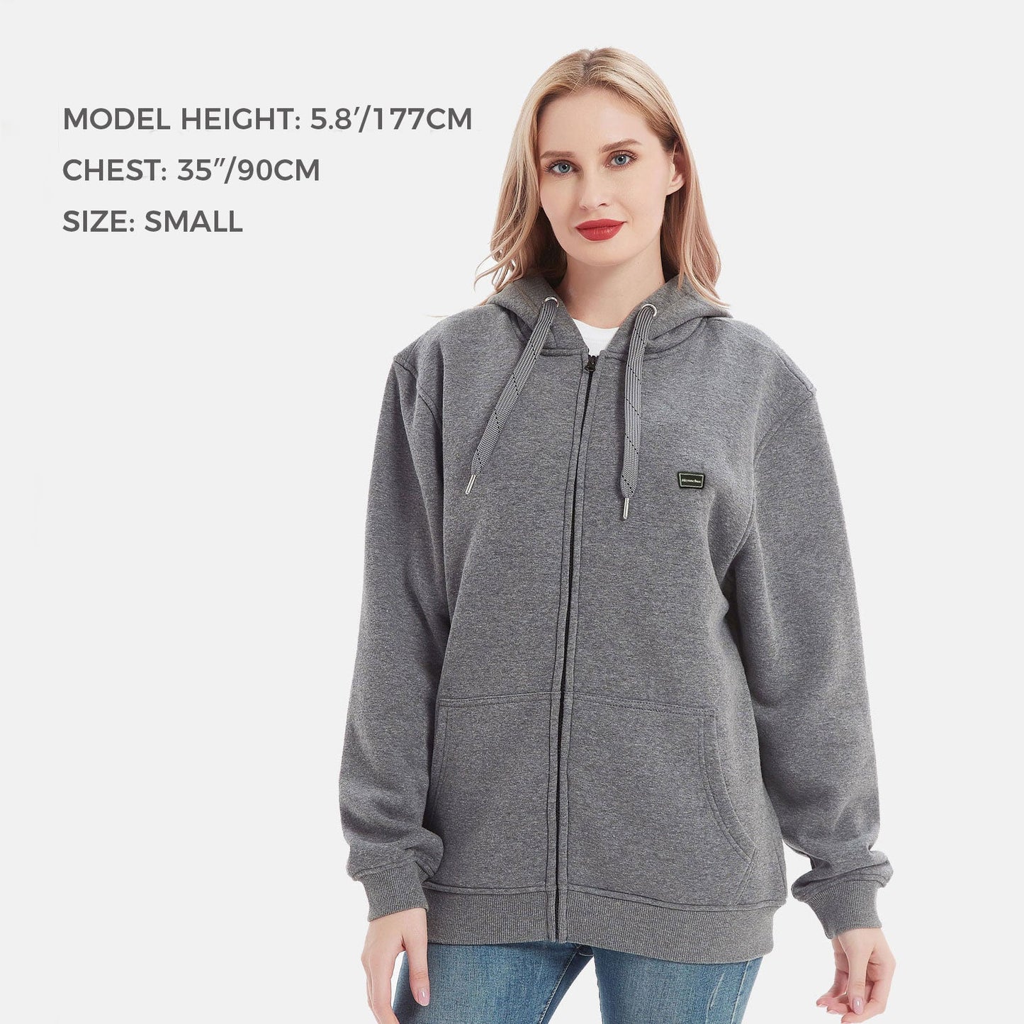 Volledige rits fleecejack met capuchon verwarmde hoodie