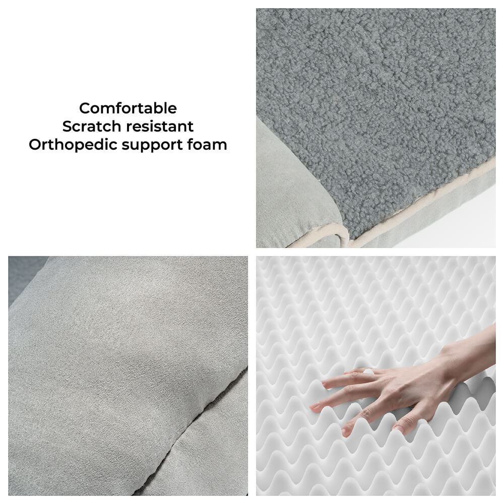 Volledige ondersteuning nepbont en suède orthopedisch hondenbed