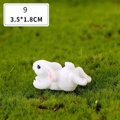 Mini hars konijn beeldje – 12 stijlen paas konijn decoratie voor tuin, taart & doe-het-zelf knutselwerk