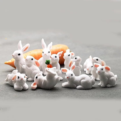 Mini hars konijn beeldje – 12 stijlen paas konijn decoratie voor tuin, taart & doe-het-zelf knutselwerk
