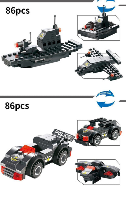 8 IN 1 City Police Truck Station Building Block Series SWAT Toy Gift For Kids