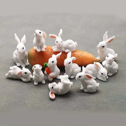 Mini hars konijn beeldje – 12 stijlen paas konijn decoratie voor tuin, taart & doe-het-zelf knutselwerk