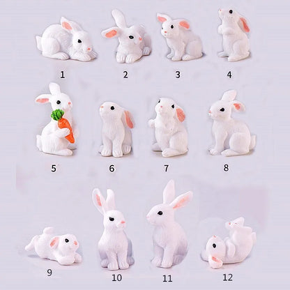 Mini hars konijn beeldje – 12 stijlen paas konijn decoratie voor tuin, taart & doe-het-zelf knutselwerk
