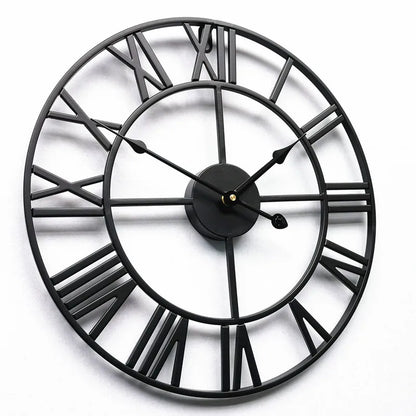 Moderne 3D Grote Retro Metalen Wandklok – Noordse Romeinse Cijfers Ontwerp