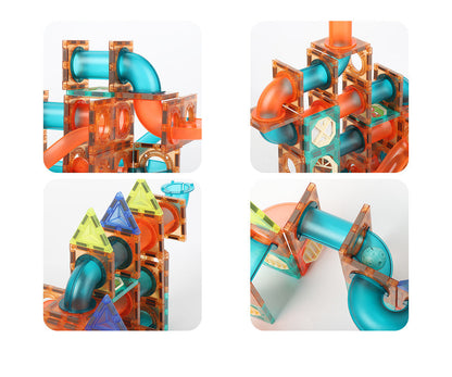 DIY Magnetische Magna Tiles Murmelbahn Rad Bau Spielzeug Pädagogisches Spielzeug für 6 Jahre Alt