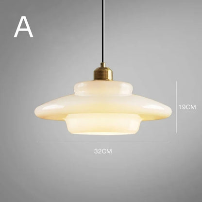 Mid Century Art melk wit glazen hanglamp