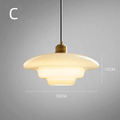 Mid Century Art melk wit glazen hanglamp