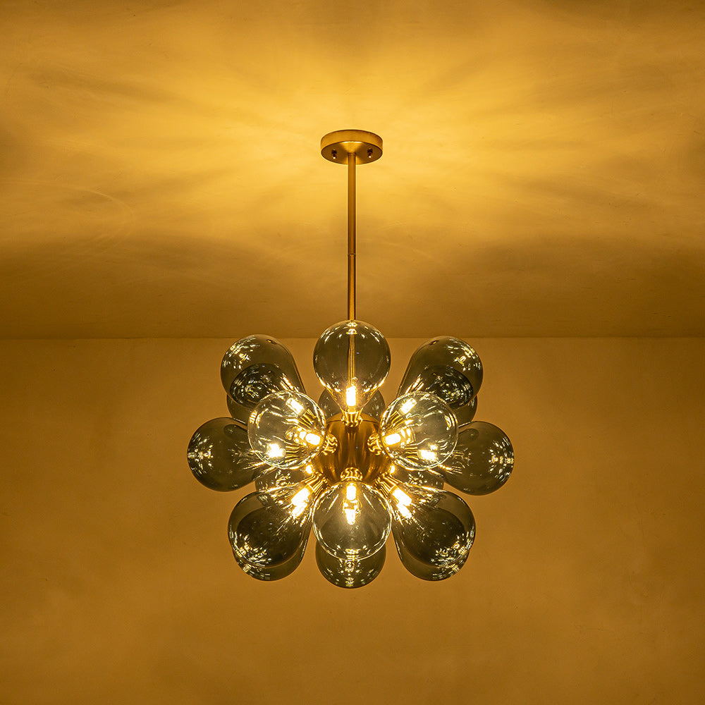 Hedendaagse 18-licht handgeblazen glazen cluster kroonluchter