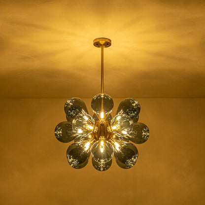 Hedendaagse 18-licht handgeblazen glazen cluster kroonluchter