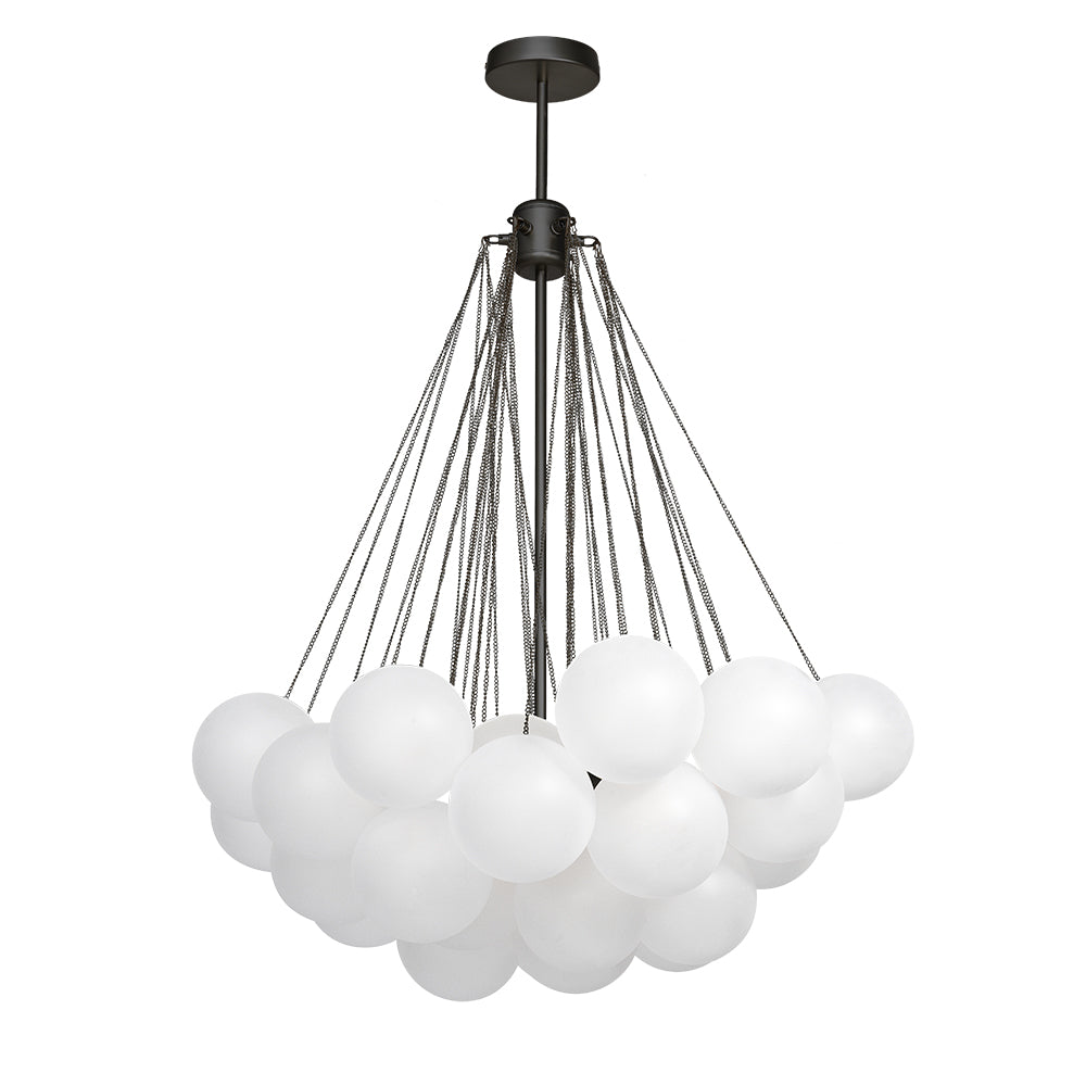 Hedendaagse 3-licht cluster glazen bol mat bubbel kroonluchter
